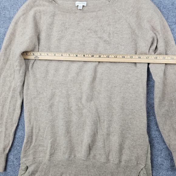 Garnet Hill Sweater Womens Medium Tan Cashmere Layered Sheer Hem Cottage Classic - Picture 4 of 7